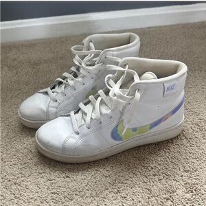 Nike White High-Tops with Iridescent Accents